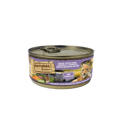 N. Greatness Gato lata Codorniz con riñones de cerdo, zanahoria, judías y tomillo 185 gr.