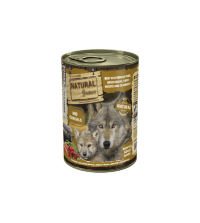 N. Greatness lata Vacuno con Cerdo IbĂ©rico, JudĂas Verdes, Boniato y Arándanos 400 gr.