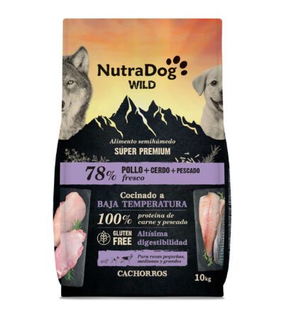 NutraDog WILD semihúmedo para cachorros pollo, cerdo y pescado