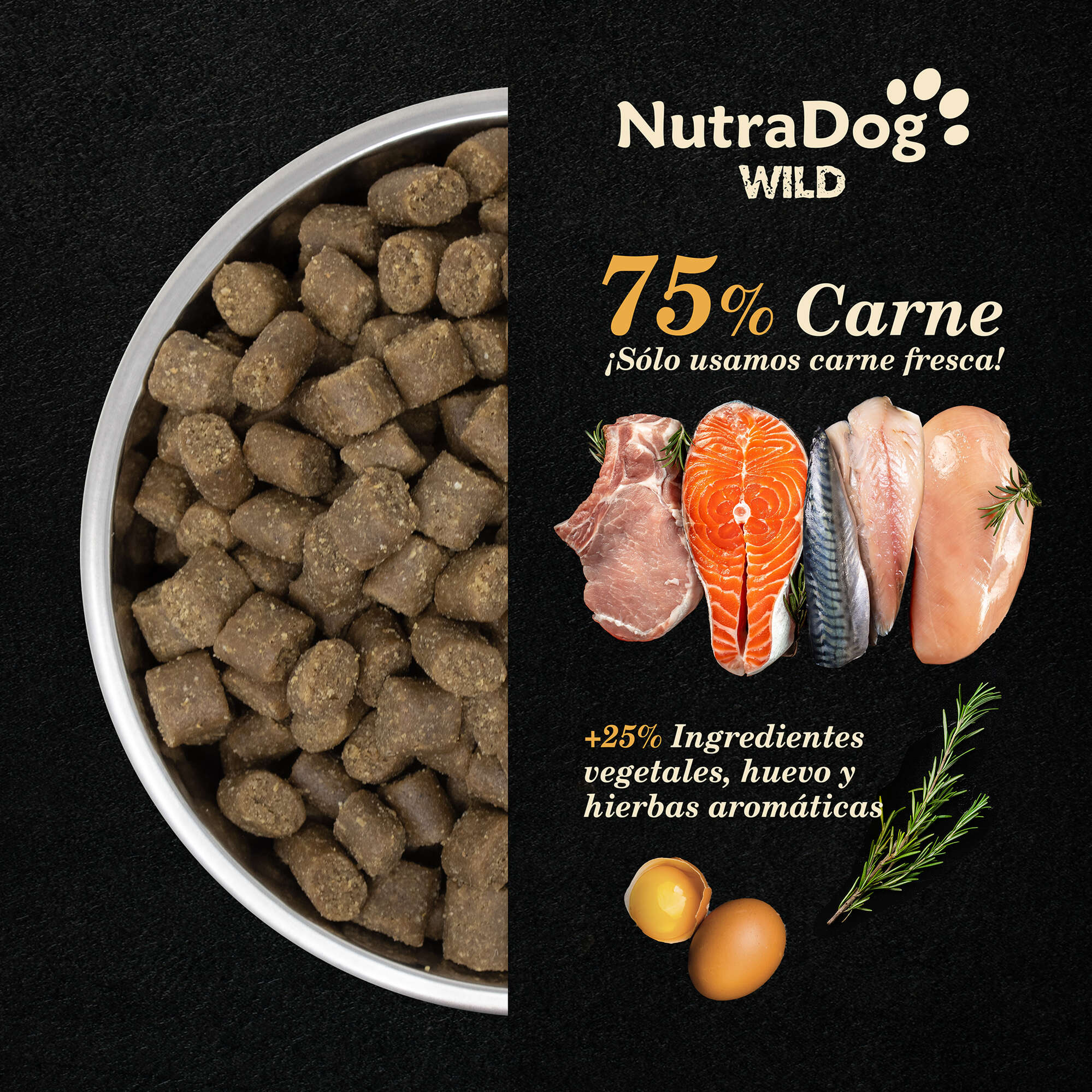 NutraDog WILD semihúmedo para perros adultos pescado y pollo 75% - Imagen 2