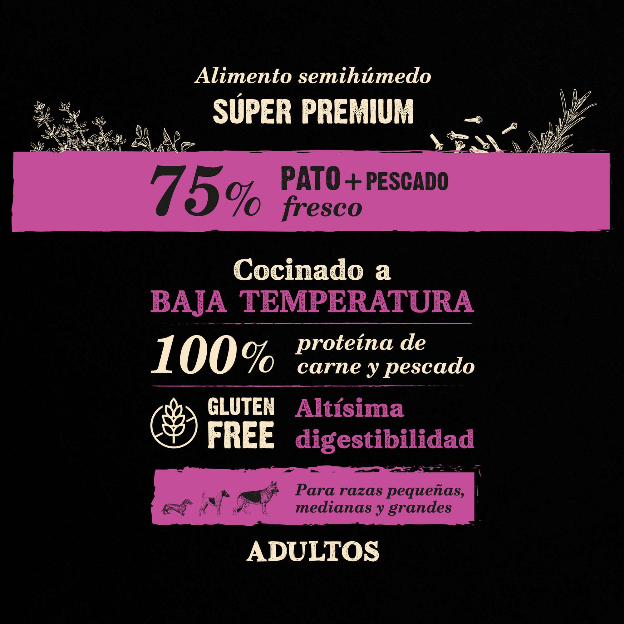 NutraDog WILD semihúmedo para perros adultos pato y pescado 75% - Imagen 6