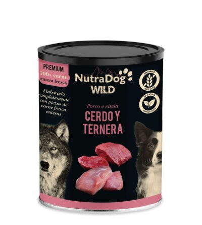 Lata NutraDog WILD PREMIUM de cerdo y ternera para perros