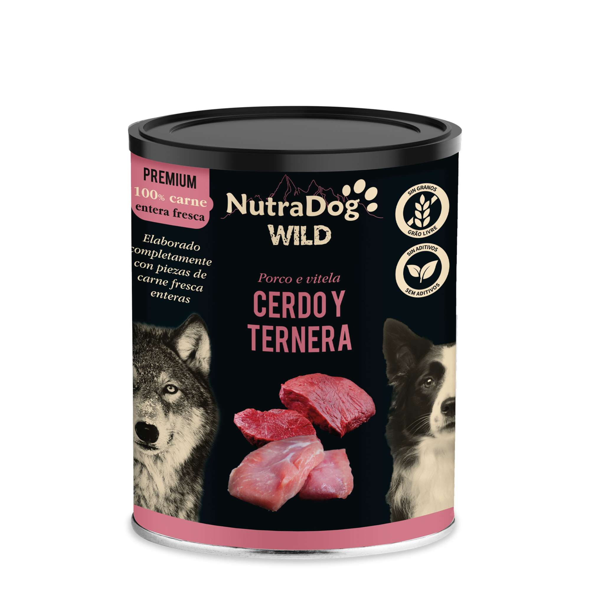 Lata NutraDog WILD PREMIUM de cerdo y ternera para perros