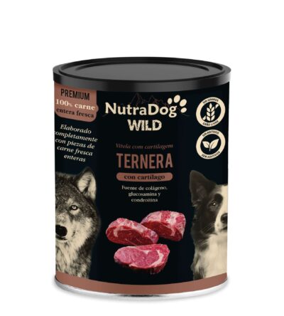 Lata NutraDog WILD PREMIUM de ternera con cartílago para perros