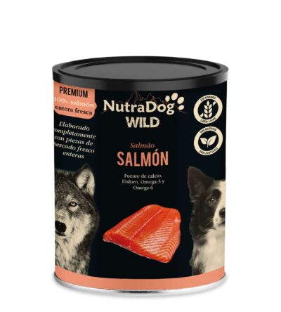 Lata NutraDog WILD PREMIUM de salmón para perros