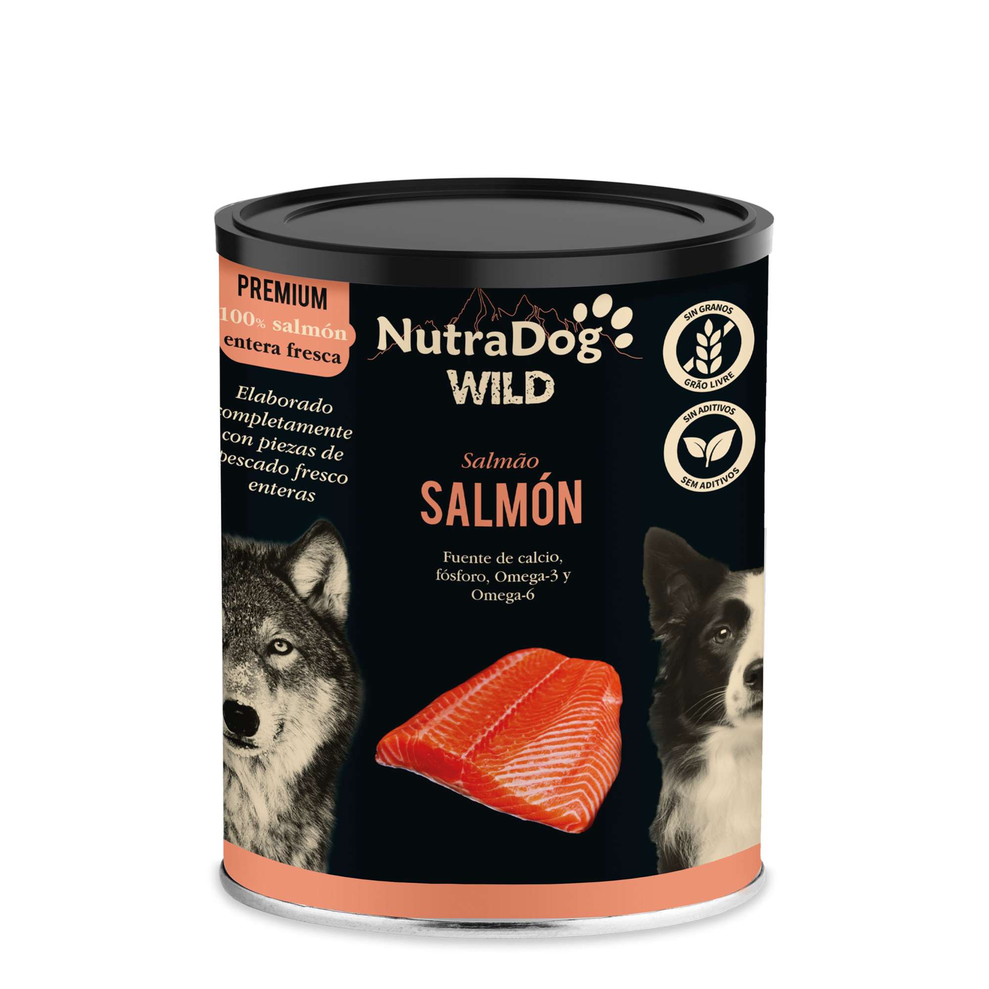 Lata NutraDog WILD PREMIUM de salmón para perros