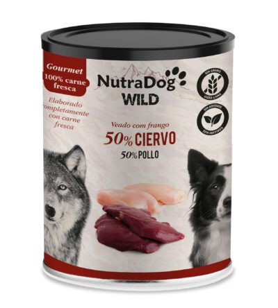 Lata NutraDog WILD Gourmet de ciervo y pollo para perros
