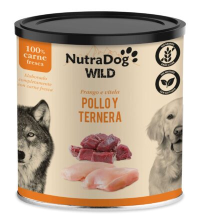 Lata NutraDog WILD de pollo y ternera para perros